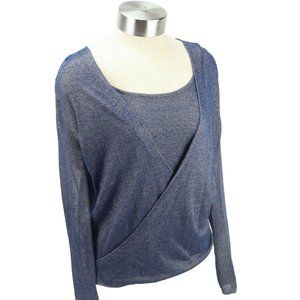 White House Black Market Blue Swoop Neck Sweater